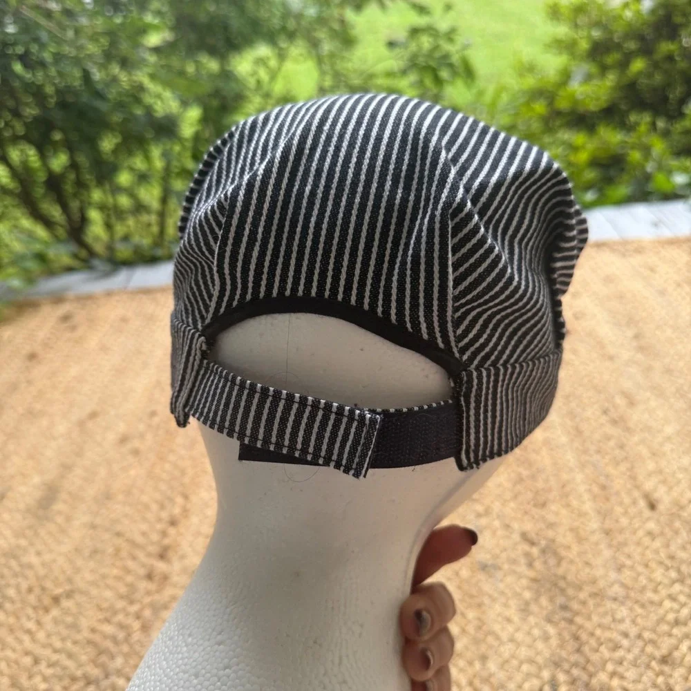 The Polar Express Youth Conductor Hat Hickory Stripe Cotton Train Cap Blue White